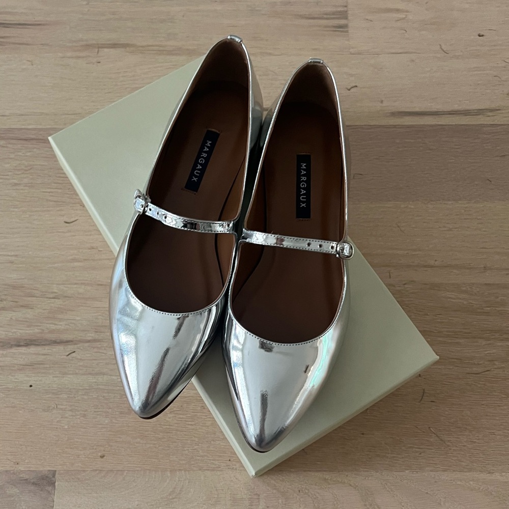 Margaux NY Silver Mirror Mary Janes